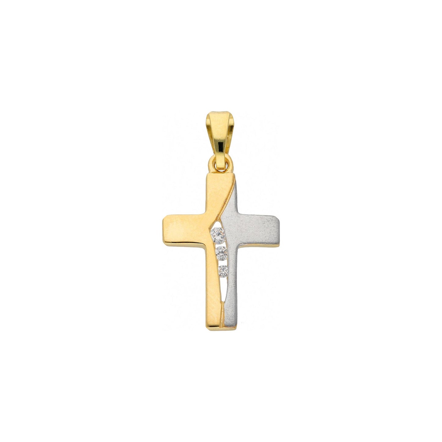 Adelia´s 585 Gold Kreuz Anhänger mit Zirkonia