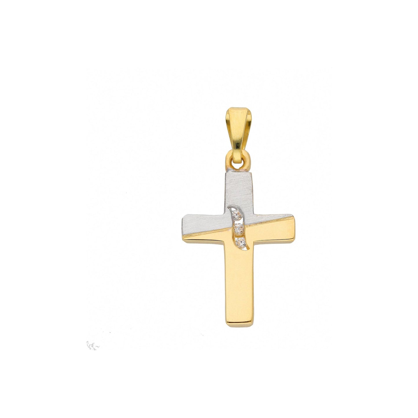 Adelia´s 585 Gold Kreuz Anhänger mit Zirkonia