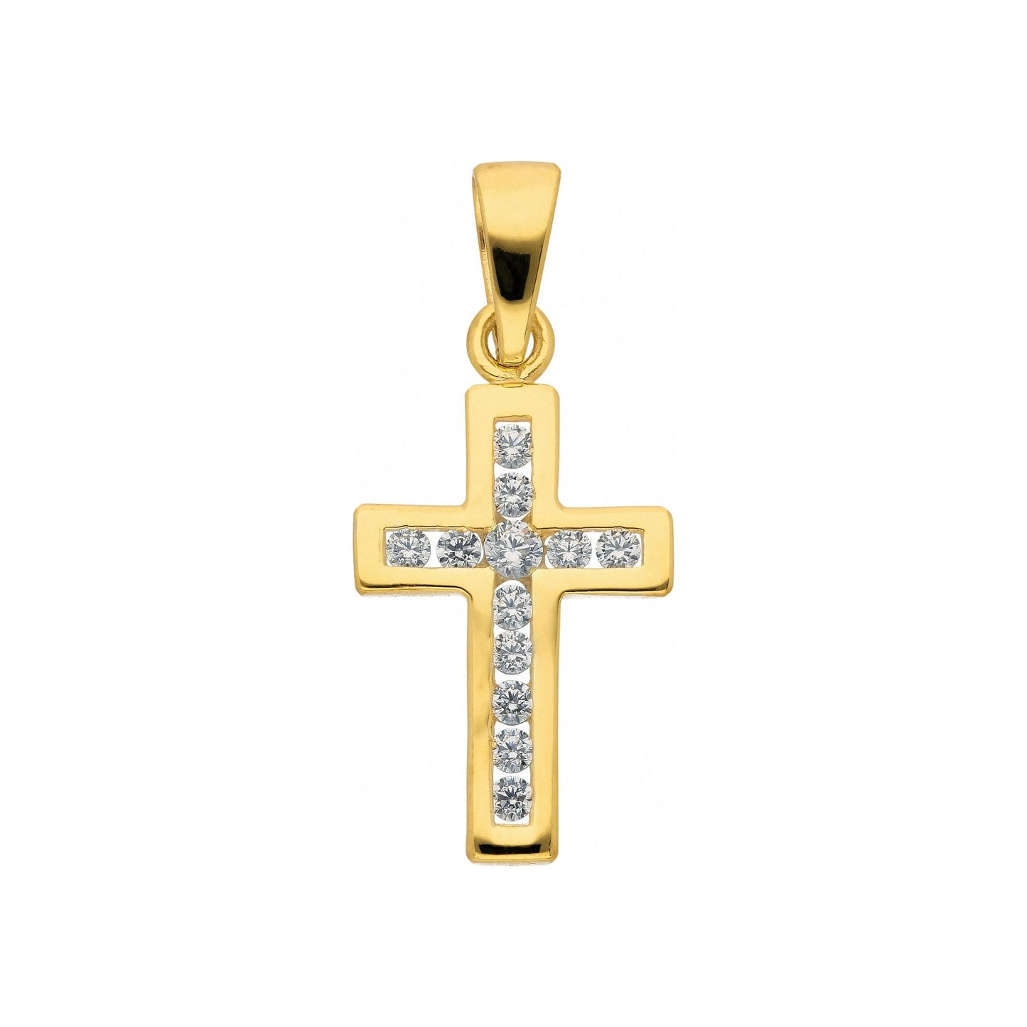 Adelia´s 585 Gold Kreuz Anhänger mit Zirkonia