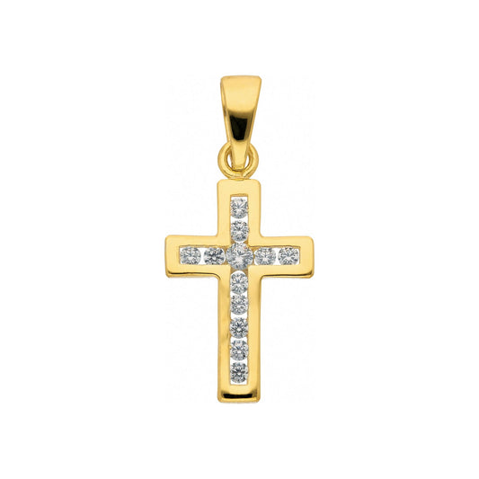 Adelia´s 585 Gold Kreuz Anhänger mit Zirkonia