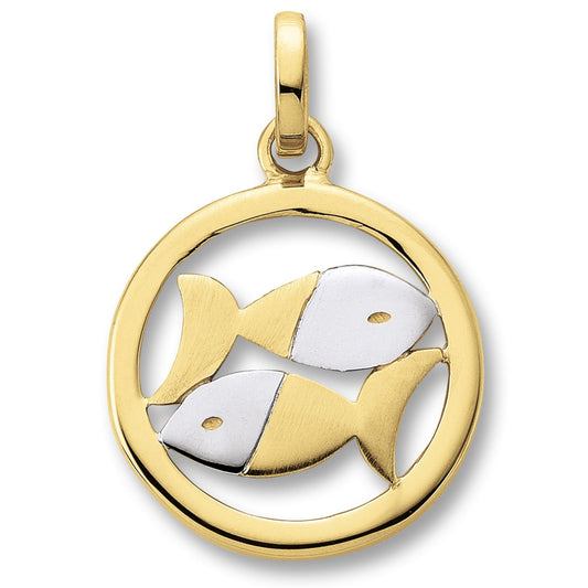 One Element  Fische Sternzeichen Anhänger aus 333 Gelbgold