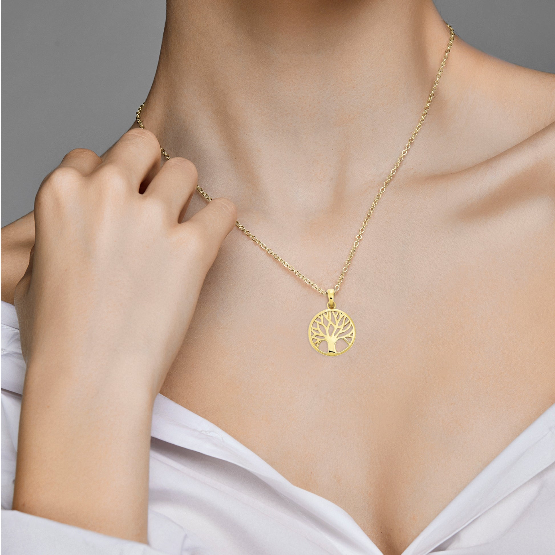 One Element  Lebensbaum Anhänger aus 333 Gelbgold