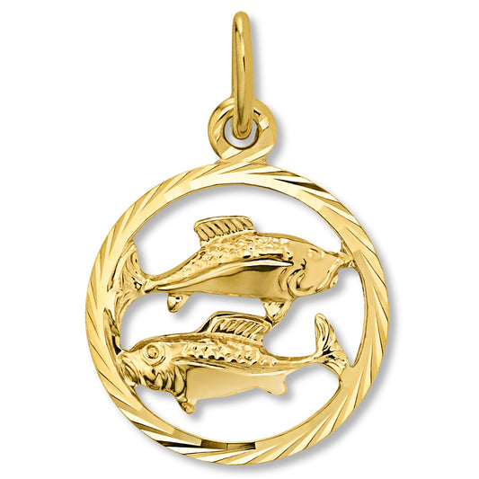 One Element  Fische Sternzeichen Anhänger aus 333 Gelbgold