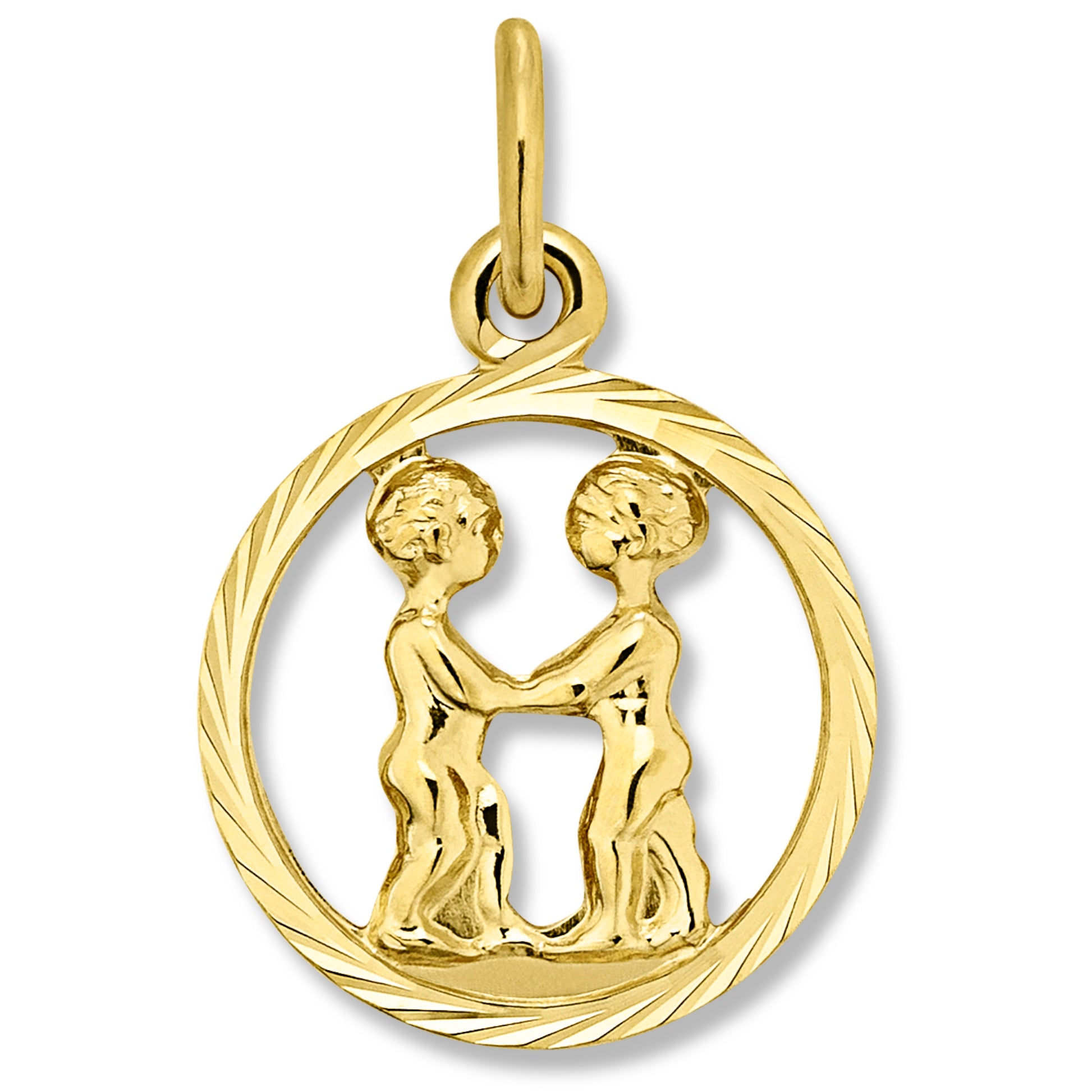 One Element  Zwilling Sternzeichen Anhänger aus 333 Gelbgold