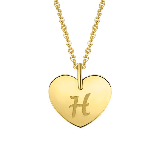 Herz mit Gravur H Buchstaben Anhänger aus 333 Gelbgold