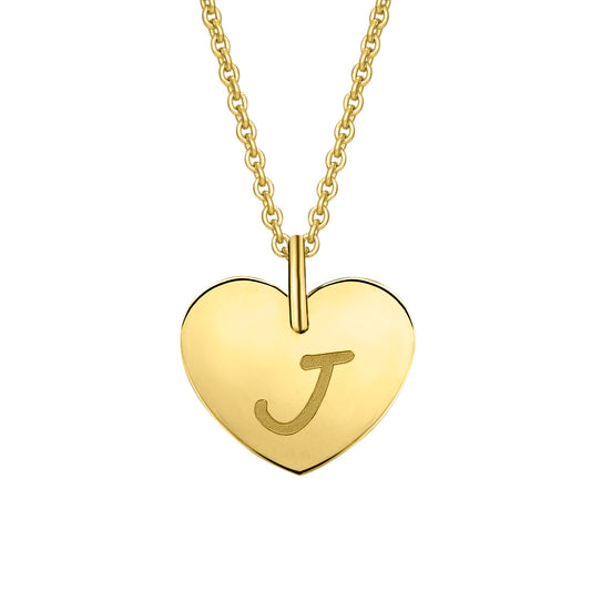 Herz mit Gravur J Buchstaben Anhänger aus 333 Gelbgold