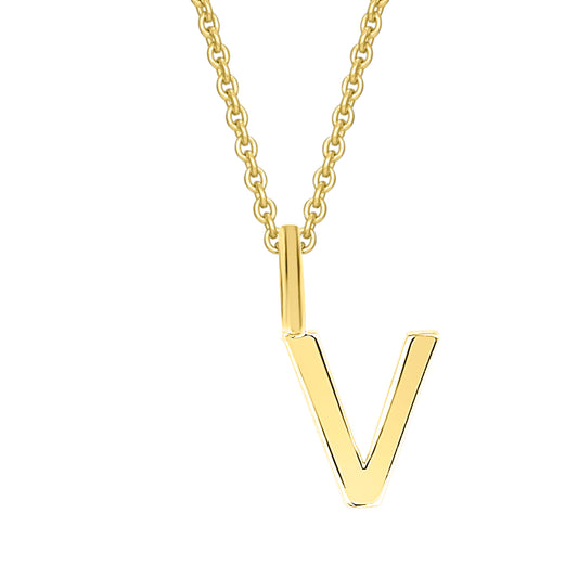 Buchstabe V Buchstaben Anhänger aus 333 Gelbgold