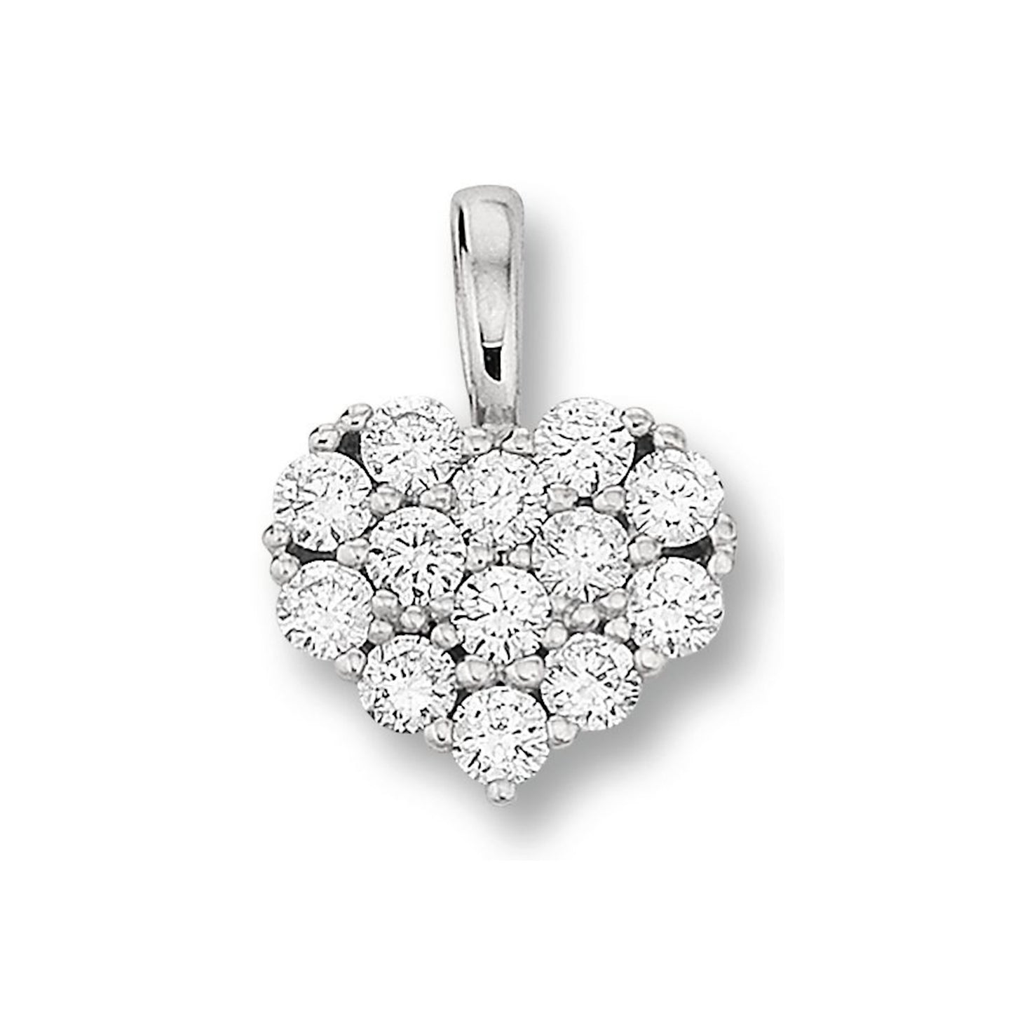 0.18 ct  Diamant Brillant Herz Anhänger aus 585 Weißgold