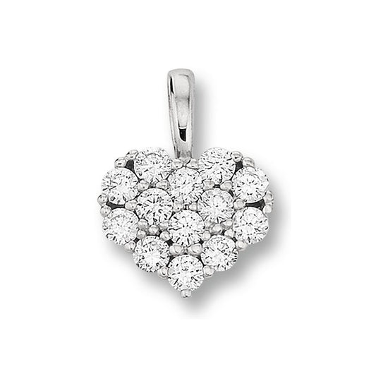 0.18 ct  Diamant Brillant Herz Anhänger aus 585 Weißgold