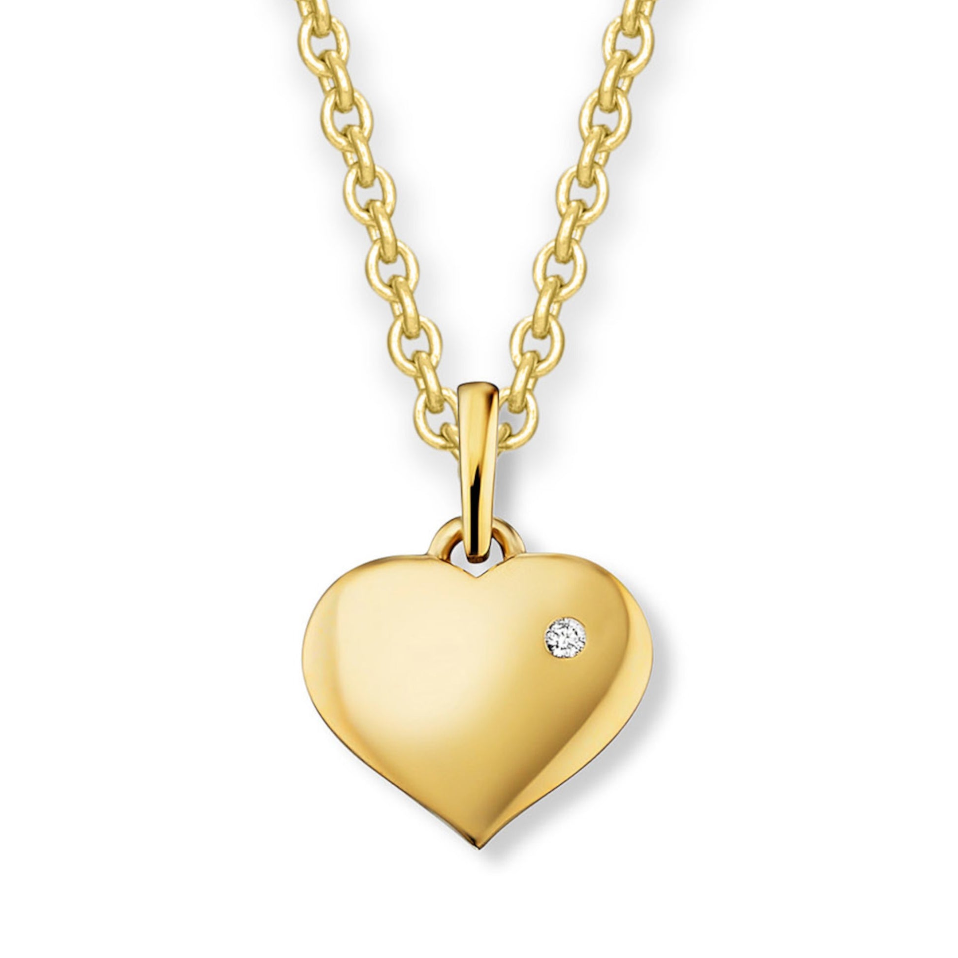 One Element 0.01 ct Diamant Brillant Herz Anhänger aus 585 Gelbgold