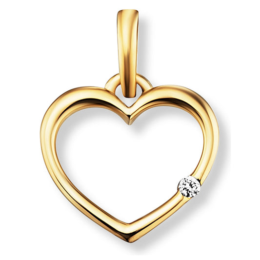 0.01 ct  Diamant Brillant Herz Anhänger aus 585 Gelbgold