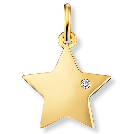 0.01 ct  Diamant Brillant Stern Anhänger aus 585 Gelbgold