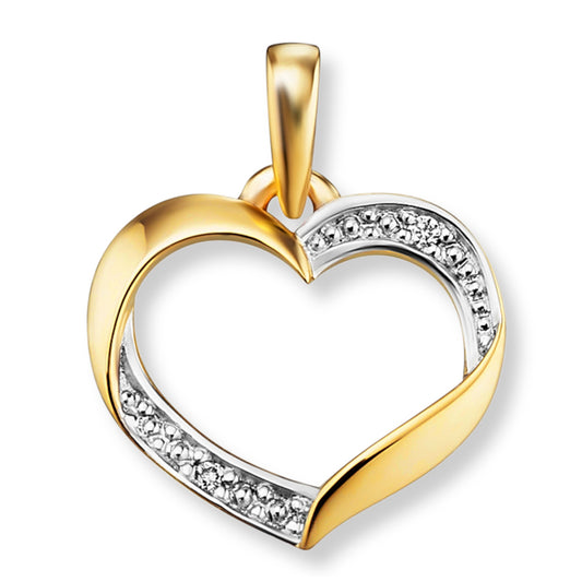 0.01 ct  Diamant Brillant Herz Anhänger aus 585 Gelbgold