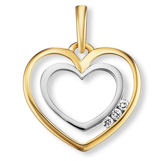 0.03 ct  Diamant Brillant Herz Anhänger aus 585 Gelbgold