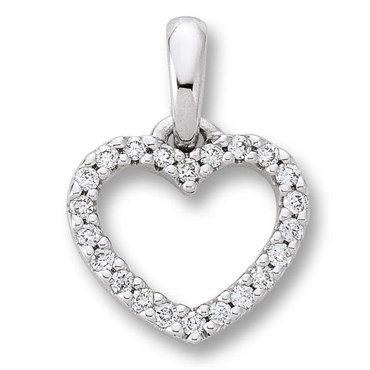 0.11 ct  Diamant Brillant Herz Anhänger aus 585 Weißgold