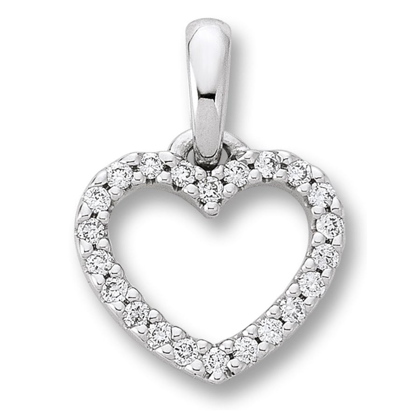 0.11 ct  Diamant Brillant Herz Anhänger aus 585 Weißgold
