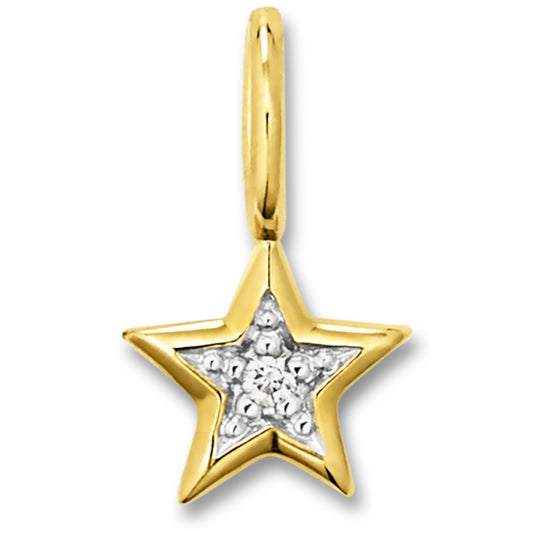 One Element 0.01 ct Brillant Diamant Stern Anhänger aus 333 Gelbgold
