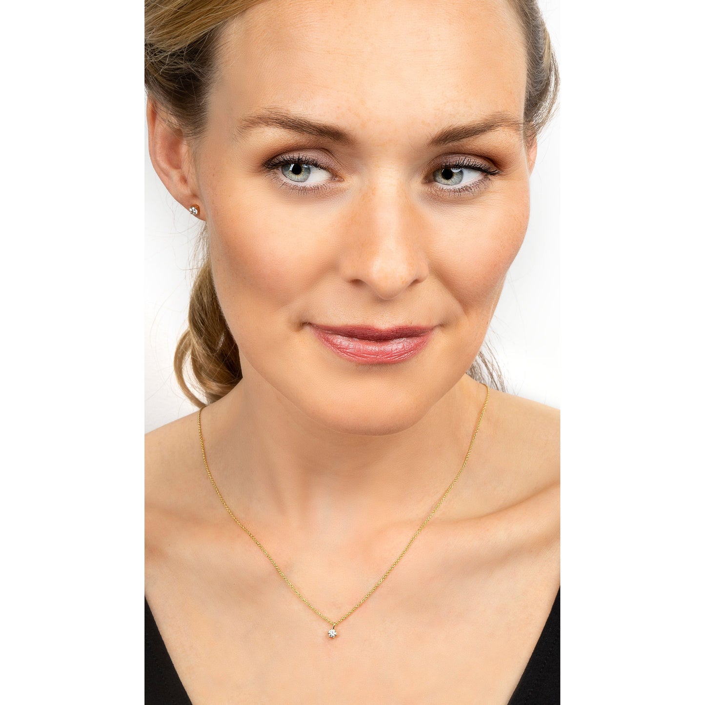 0.1 ct  Diamant Brillant Anhänger aus 750 Gelbgold