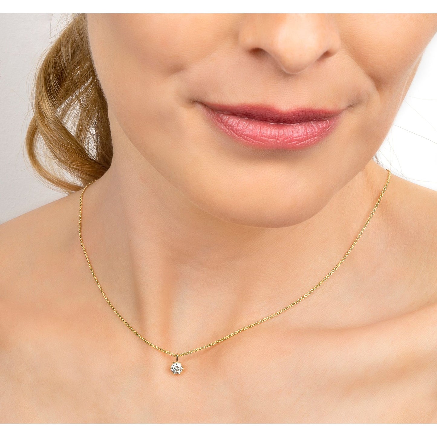 0.3 ct  Diamant Brillant Anhänger aus 750 Gelbgold