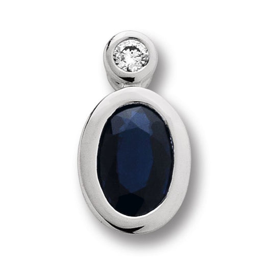 One Element 0.02 ct Brillant Diamant Safir Anhänger aus 585 Weißgold