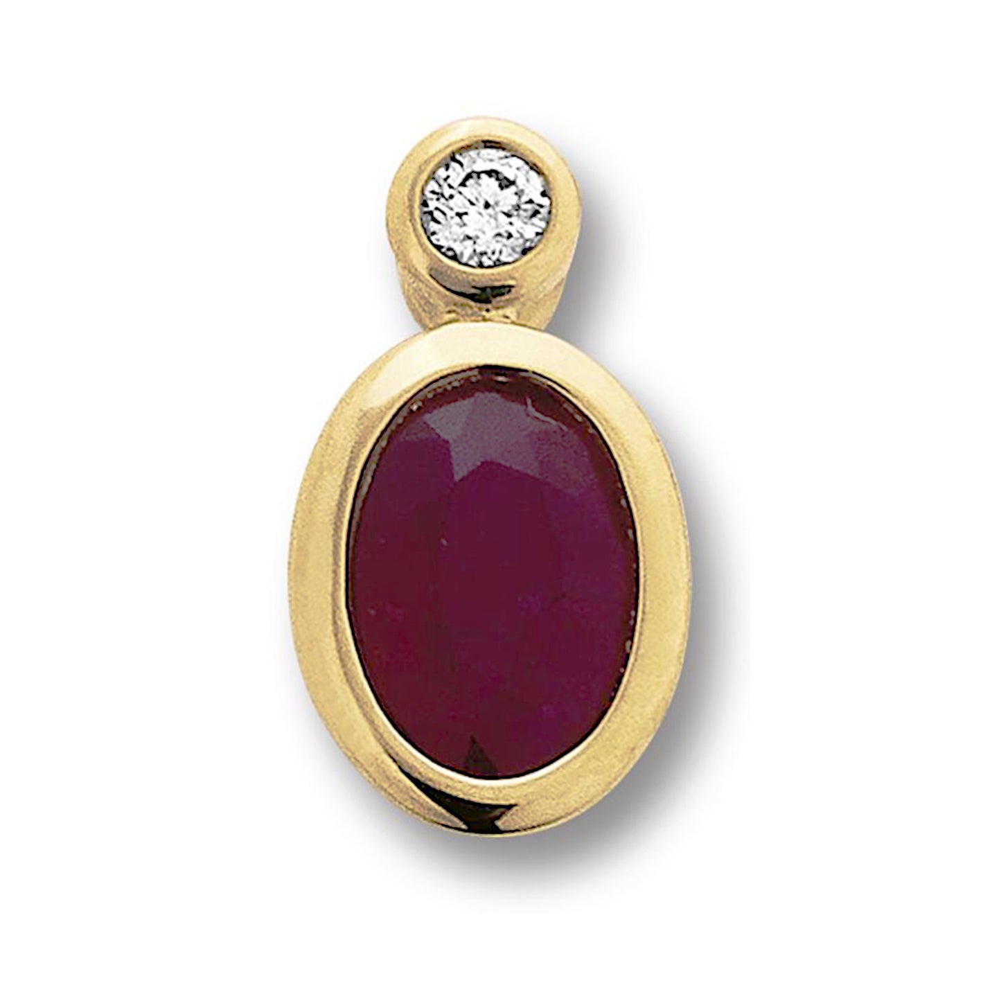One Element 0.02 ct Brillant Diamant Rubin Anhänger aus 585 Gelbgold