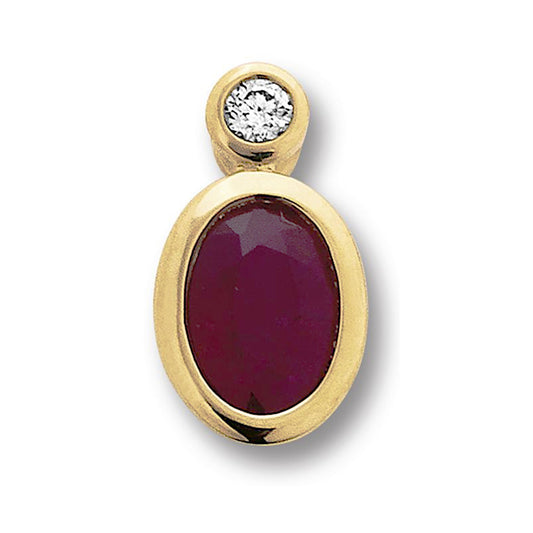One Element 0.02 ct Brillant Diamant Rubin Anhänger aus 585 Gelbgold