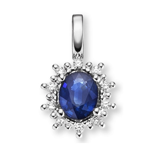One Element 0.05 ct Brillant Diamant Safir Anhänger aus 585 Weißgold