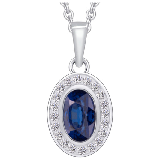0,05 ct  Diamant Brillant Safir Anhänger aus 585 Weißgold