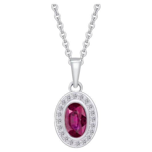 0,05 ct  Diamant Brillant Rubin Anhänger aus 585 Weißgold
