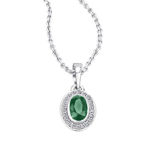 0,05 ct  Diamant Brillant Smaragd Anhänger aus 585 Weißgold