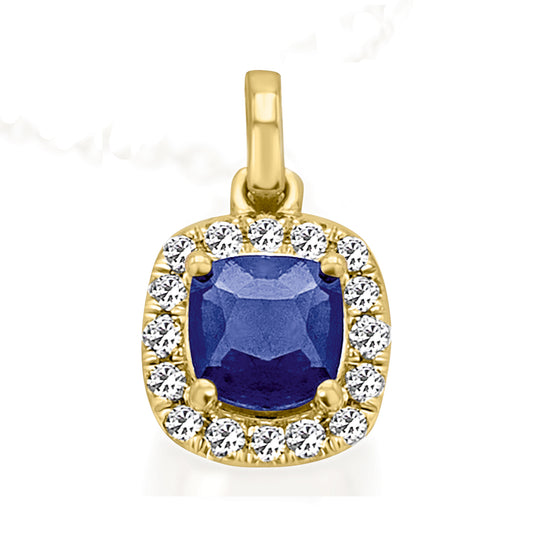 0,12 ct  Diamant Brillant Safir Anhänger aus 585 Gelbgold