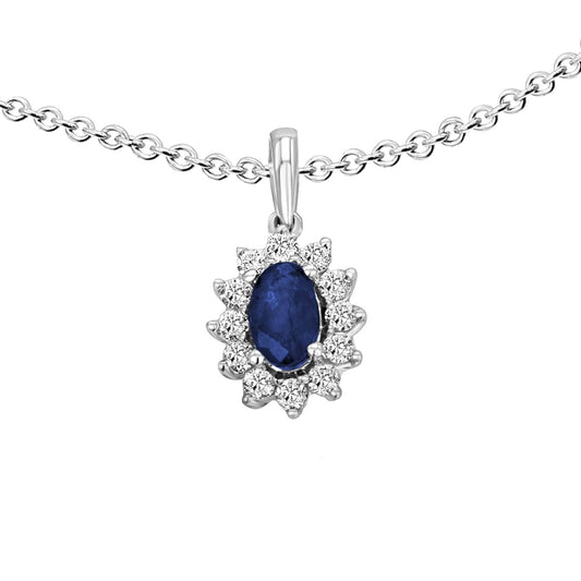 0,15 ct  Diamant Brillant Safir Anhänger aus 585 Weißgold