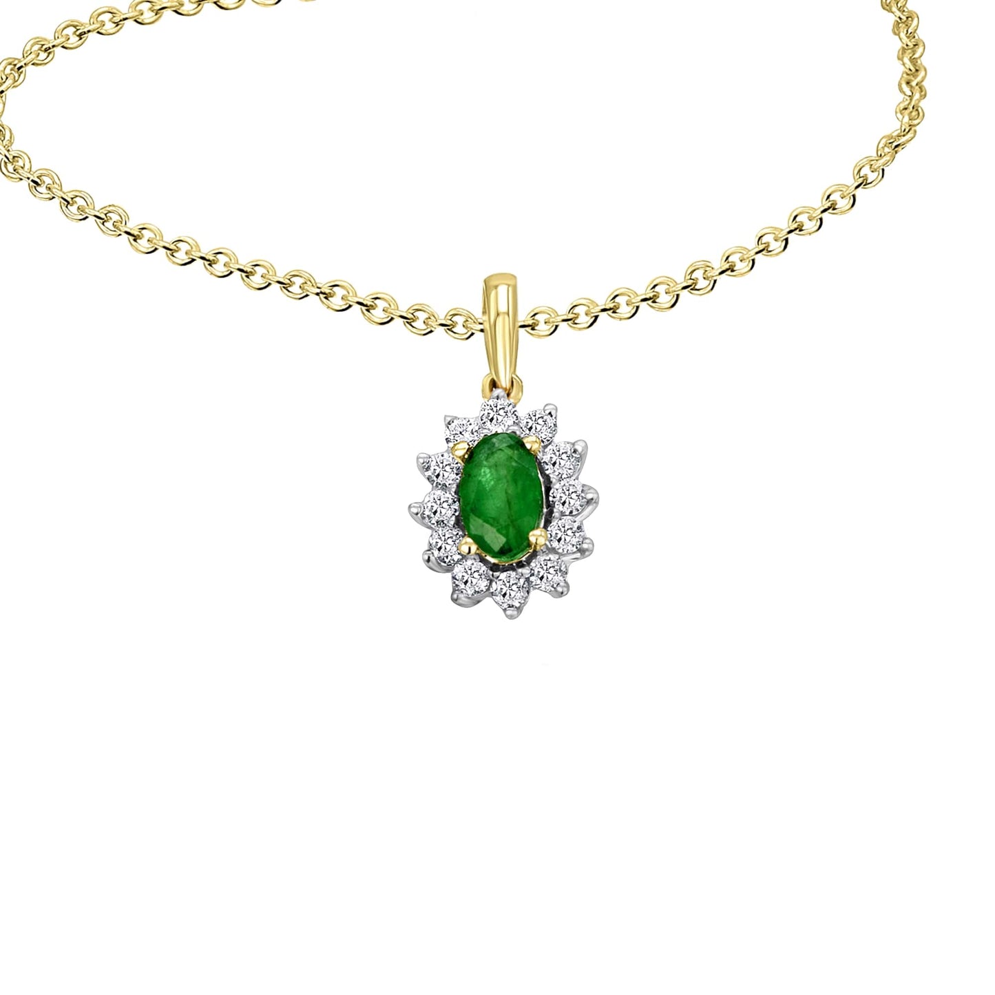 One Element 0,15 ct Diamant Brillant Smaragd Anhänger aus 585 Gelbgold