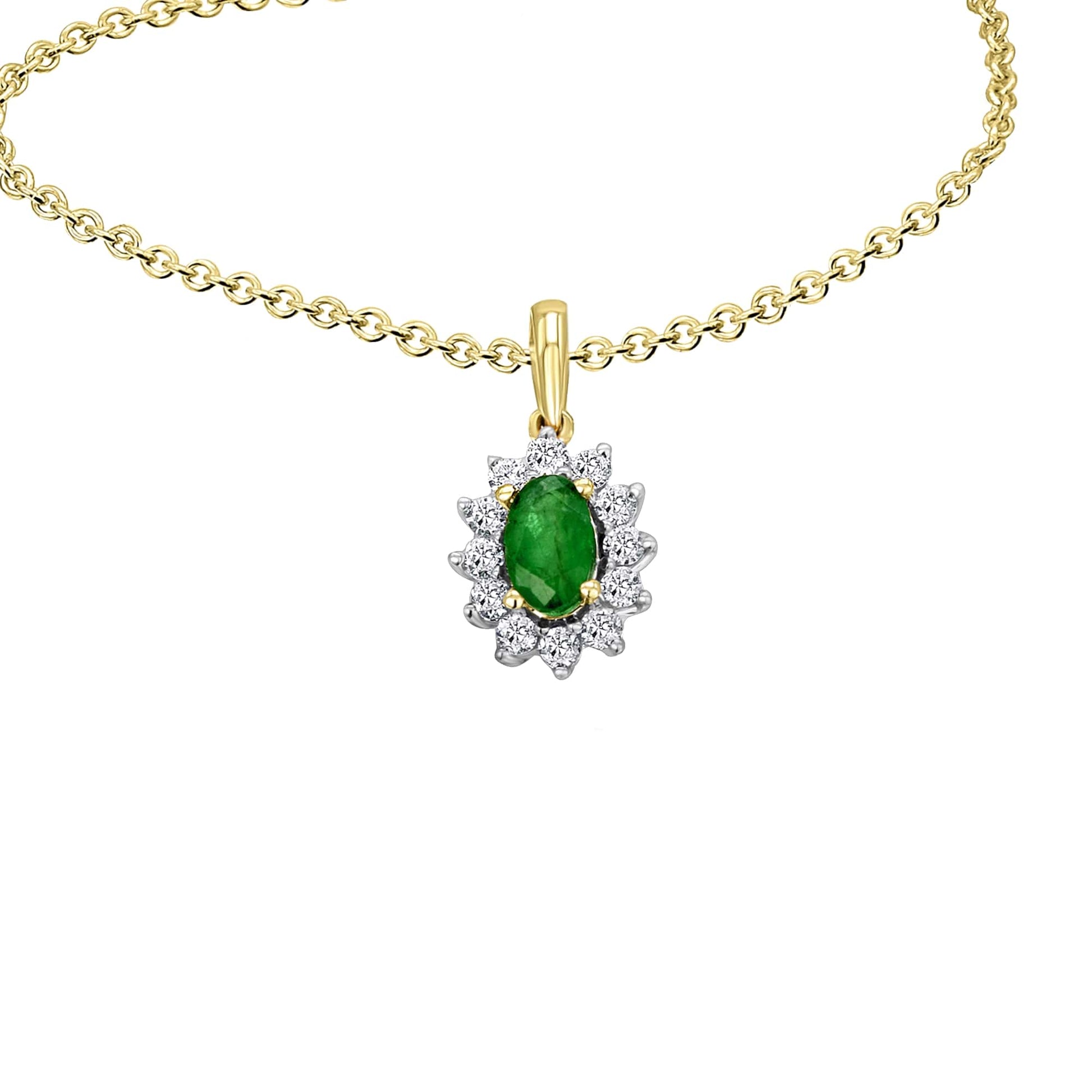 One Element 0,15 ct Diamant Brillant Smaragd Anhänger aus 585 Gelbgold
