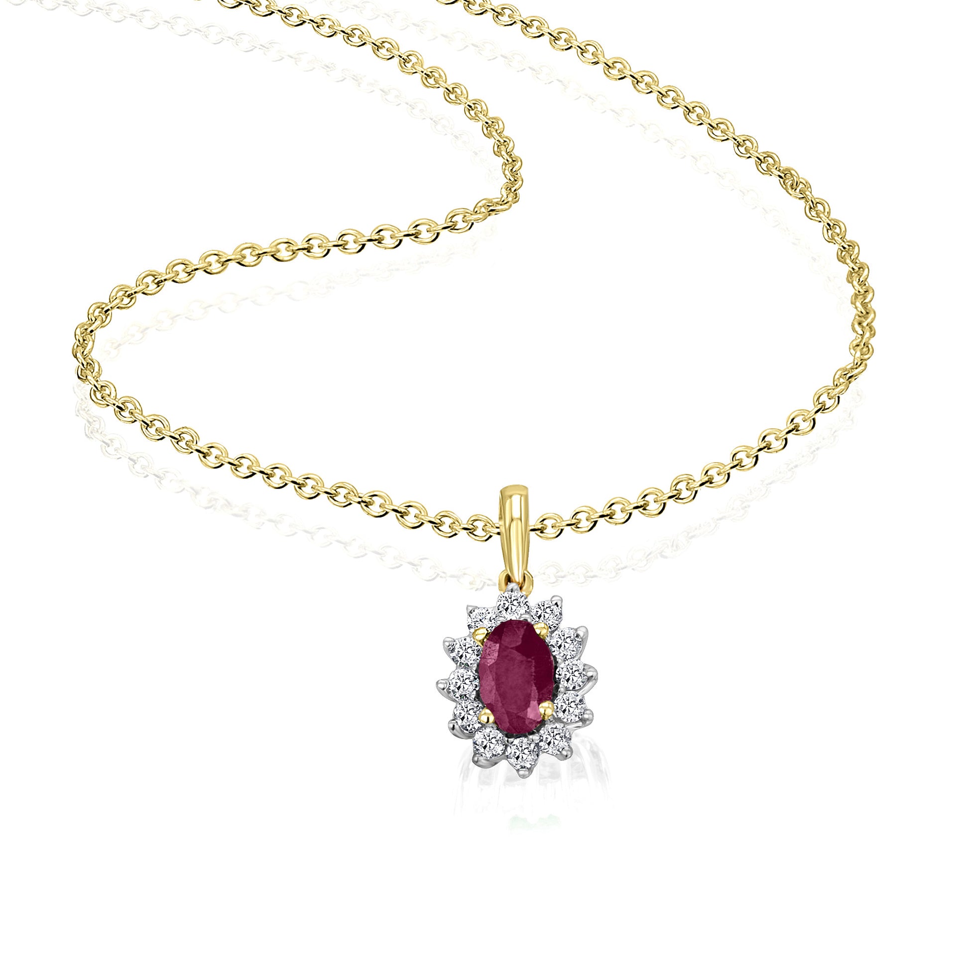 One Element 0,15 ct Diamant Brillant Rubin Anhänger aus 585 Gelbgold
