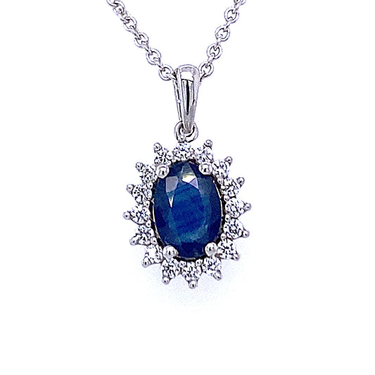 0,25 ct  Diamant Brillant Safir Anhänger aus 585 Weißgold