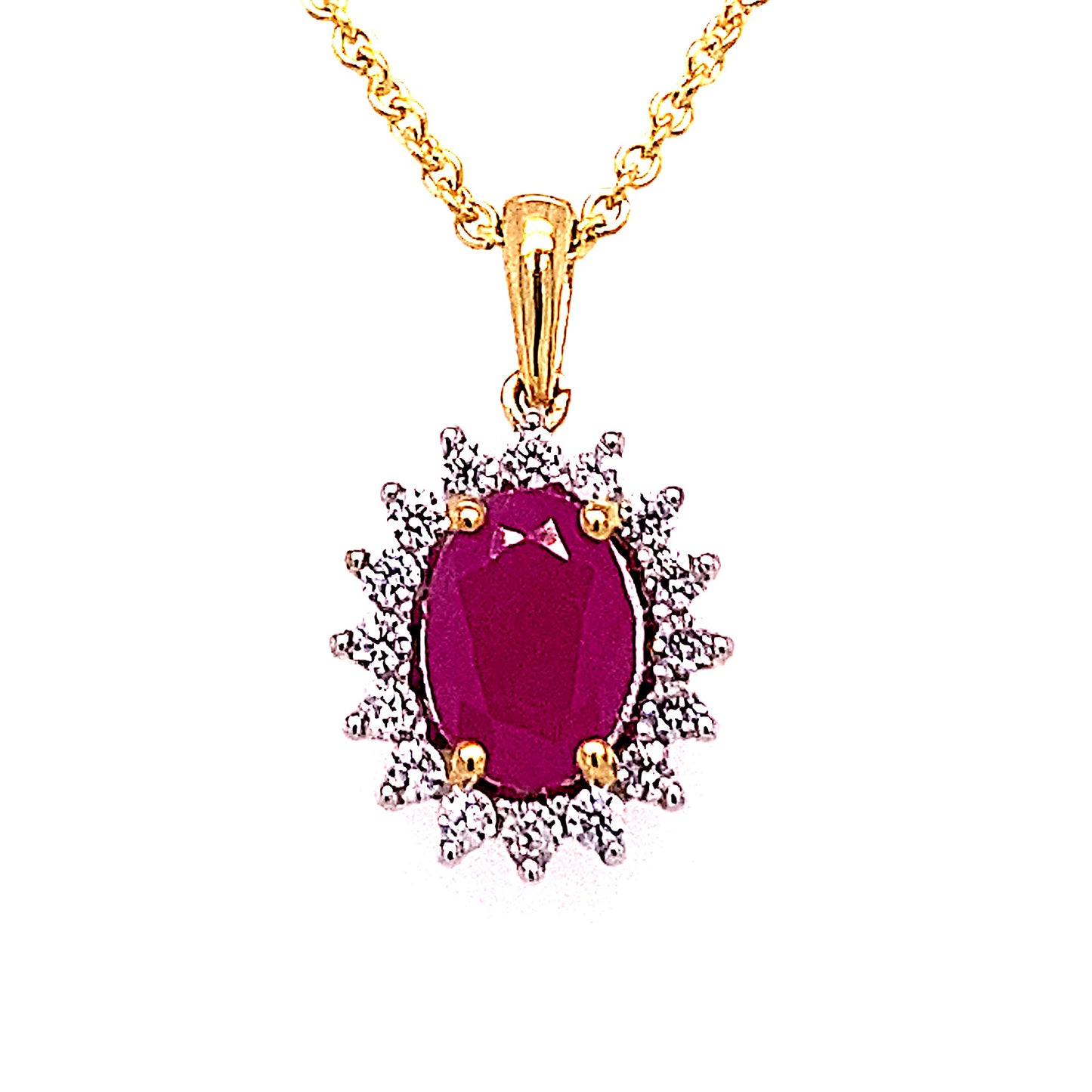 0,25 ct  Diamant Brillant Rubin Anhänger aus 585 Gelbgold