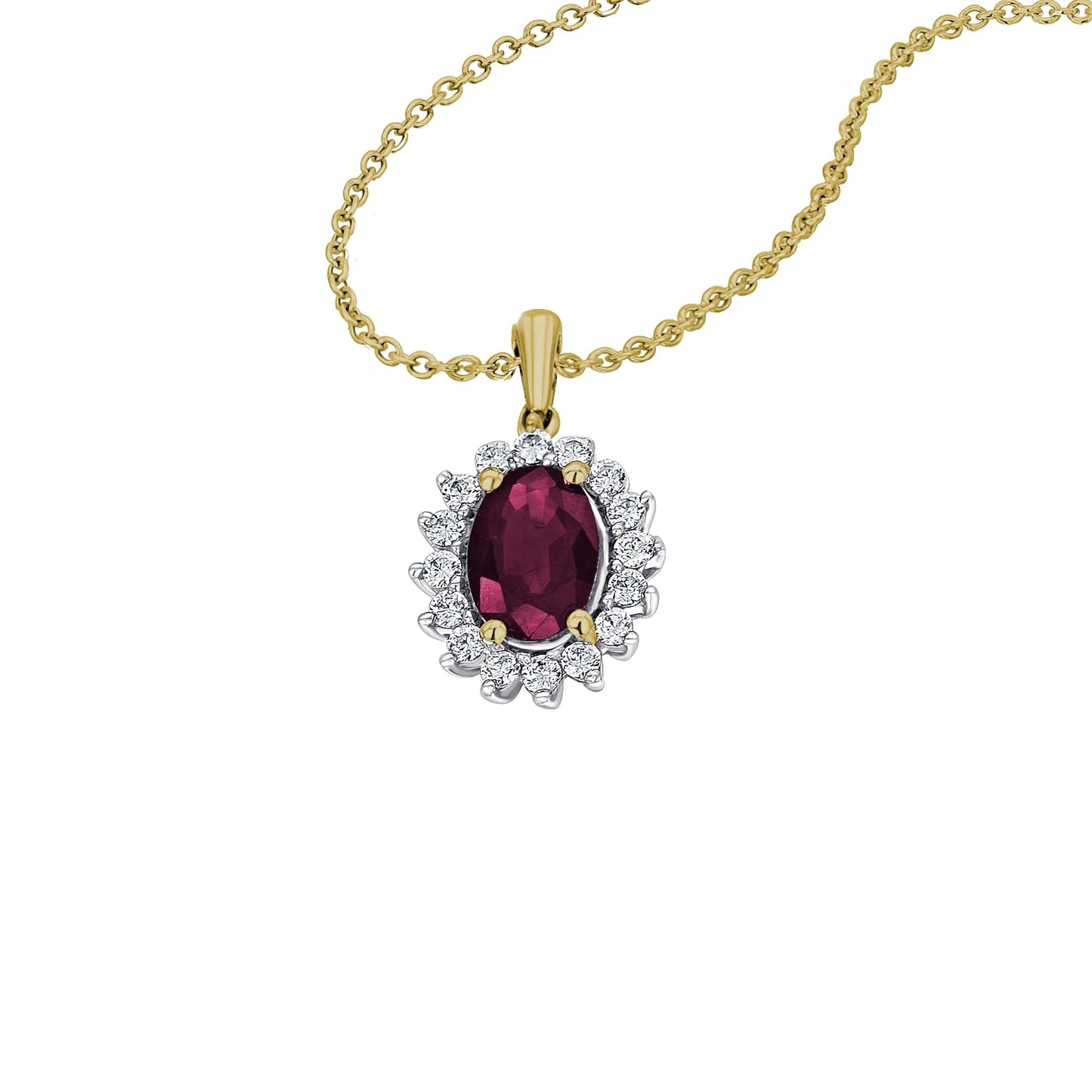 One Element 0,25 ct Diamant Brillant Rubin Anhänger aus 585 Gelbgold