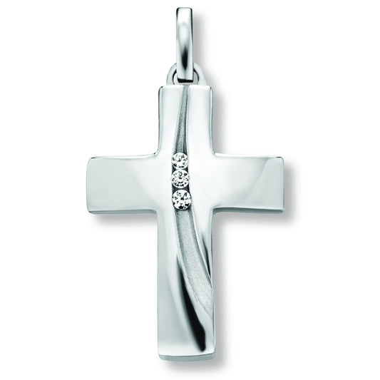 One Element  Zirkonia Kreuz Anhänger aus 925 Silber