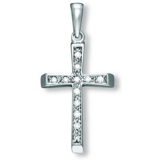 Zirkonia Kreuz Anhänger aus 333 Weißgold