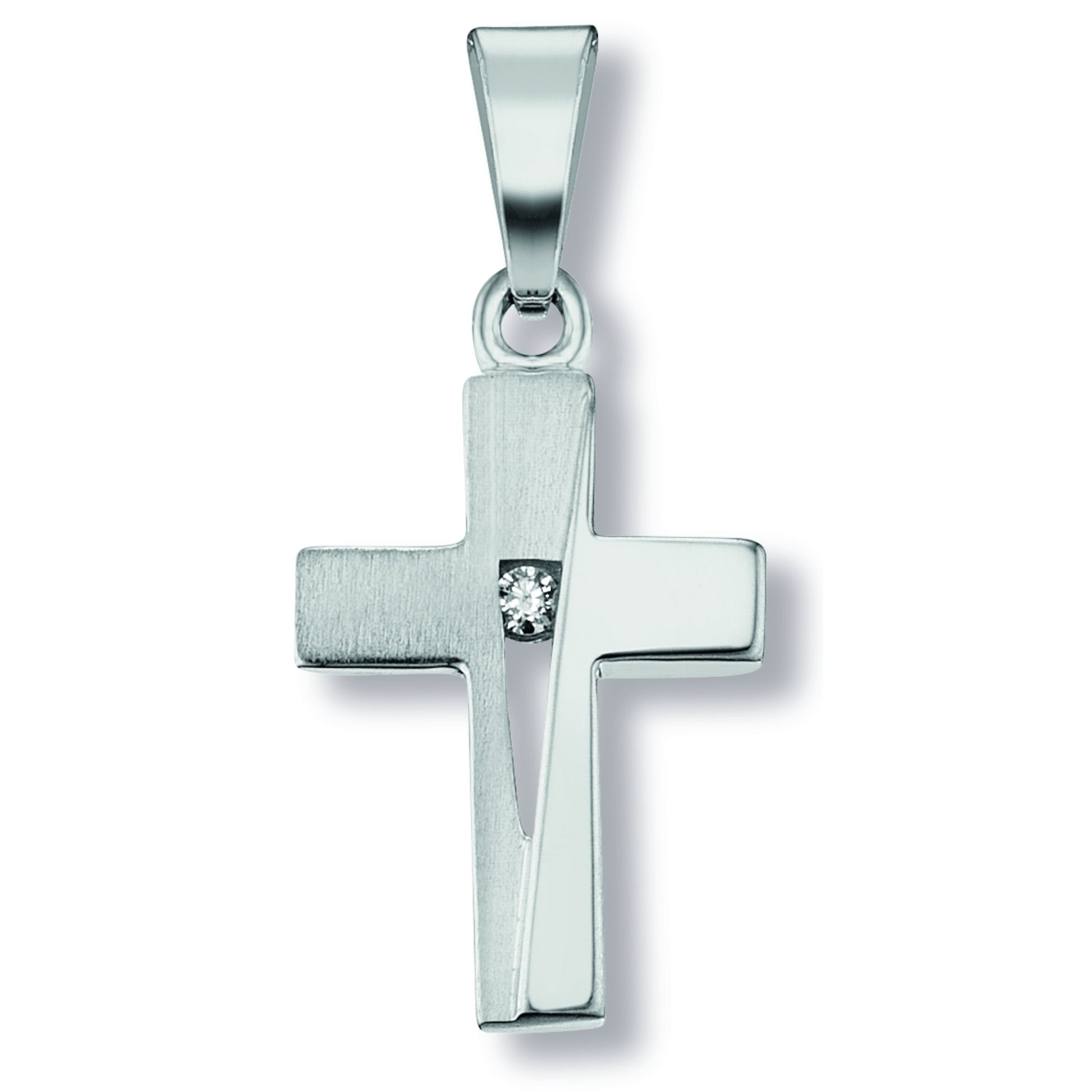 One Element  Zirkonia Kreuz Anhänger aus 925 Silber
