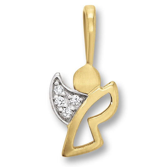 Zirkonia Engel Anhänger aus 333 Gelbgold