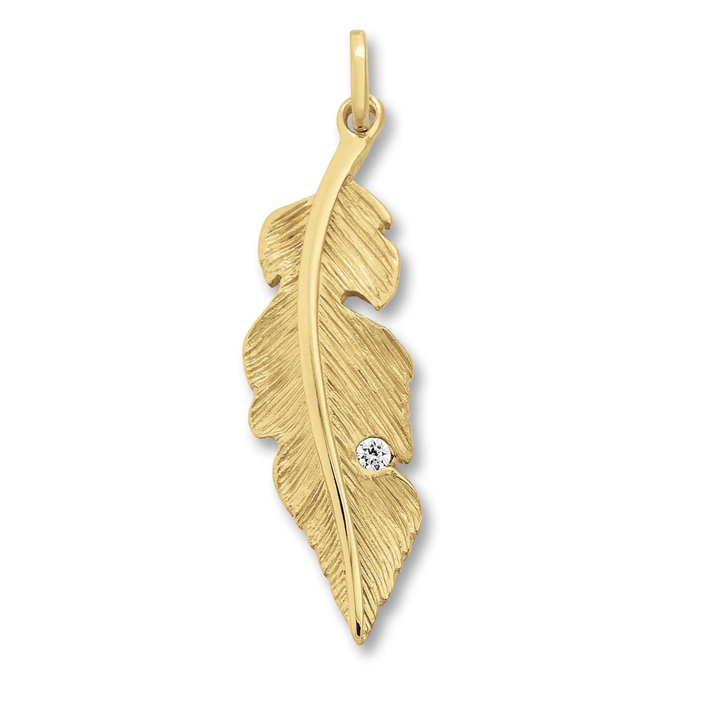 Zirkonia Feder Anhänger aus 333 Gelbgold