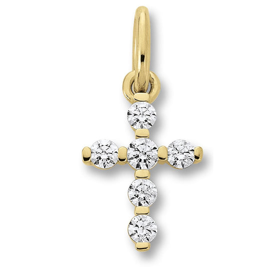 Zirkonia Kreuz Anhänger aus 333 Gelbgold