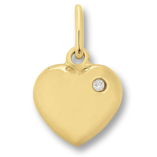 One Element  Zirkonia Herz Herz Anhänger aus 333 Gelbgold