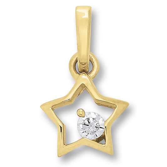 Zirkonia Stern Anhänger aus 333 Gelbgold