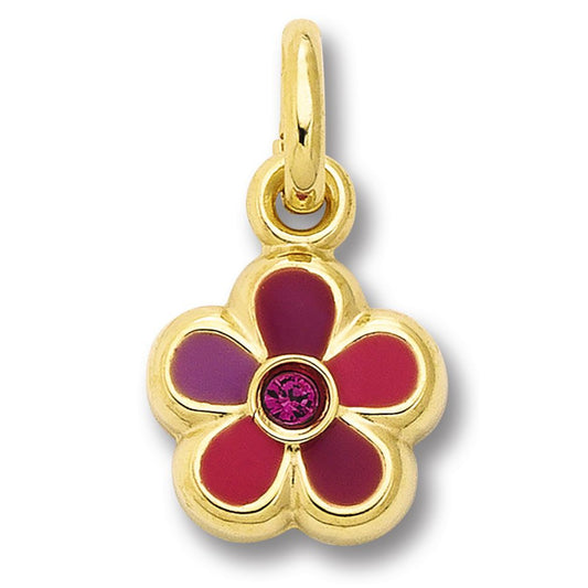 Zirkonia Blume Anhänger aus 333 Gelbgold