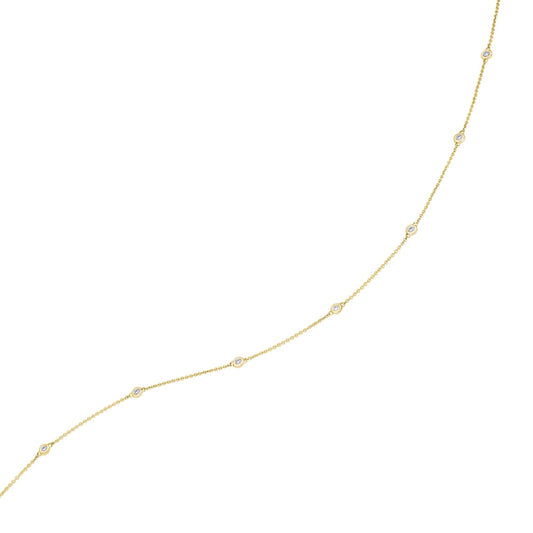 One Element 0,25 ct Diamant Brillant Halskette Rundankerkette aus 585 Gelbgold  45 cm
