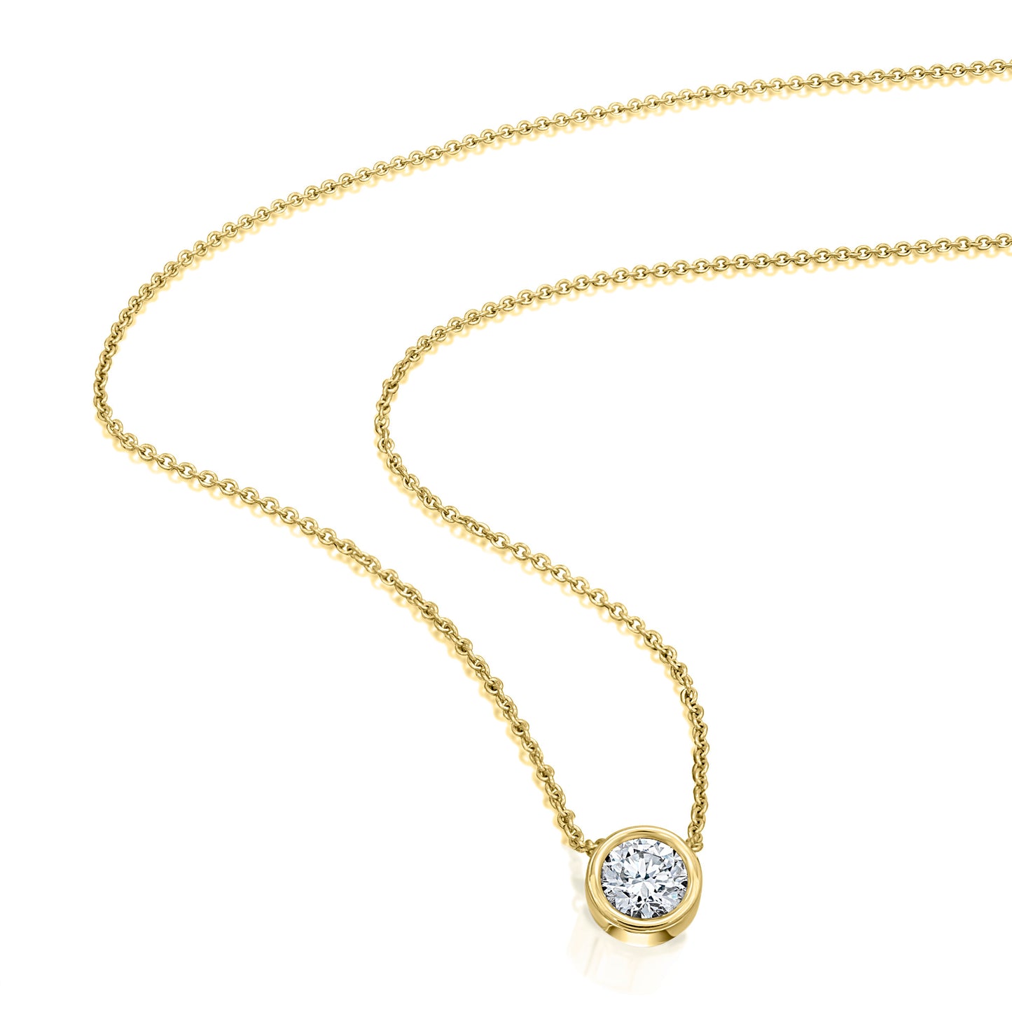 0.15 ct  Brillant Diamant Halskette aus 585 Gelbgold   45 cm  Ø 5 mm