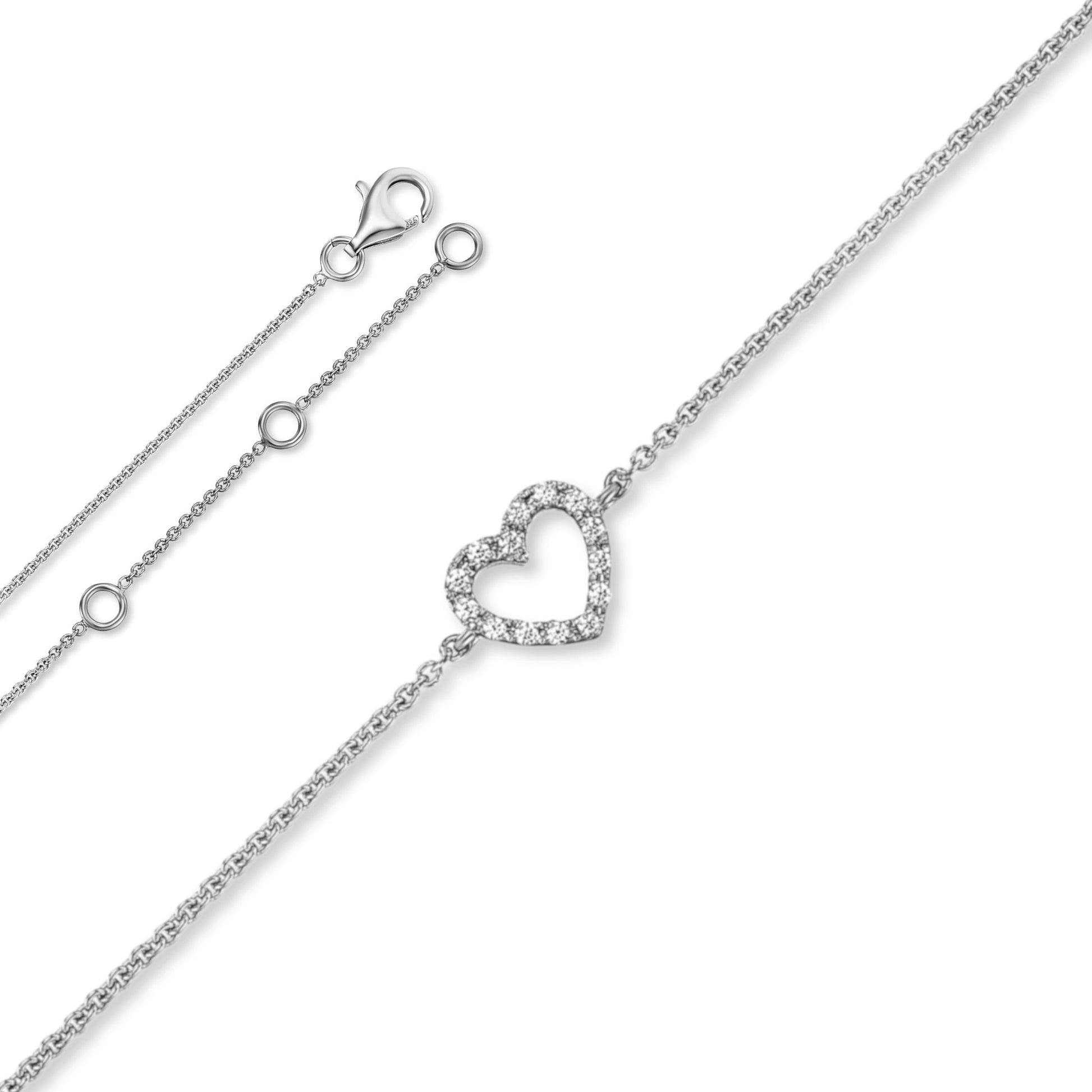 One Element  Zirkonia Herz Halskette aus 925 Silber  45 cm